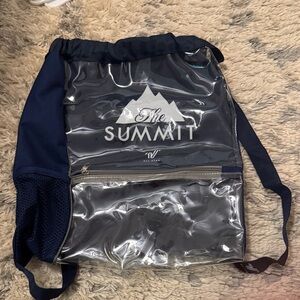 Varsity Navy and Clear Drawstring Bag